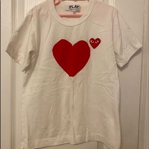Comme Des Garçons Play T Shirt With Red Heart